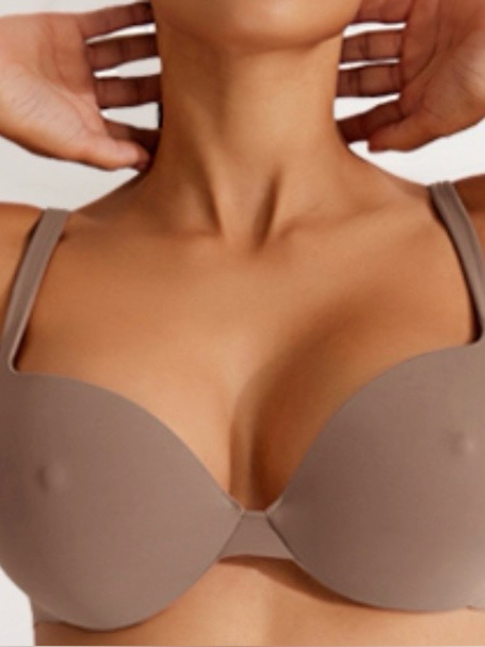 NWT REORIA PLUNGE PADDED NIPPLE PUSH UP BRA SZ 40D in MOCHA